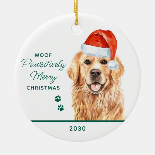 Golden Retriever Gepersonaliseerde Hond Vrolijk Ke Keramisch Ornament (Achterkant)