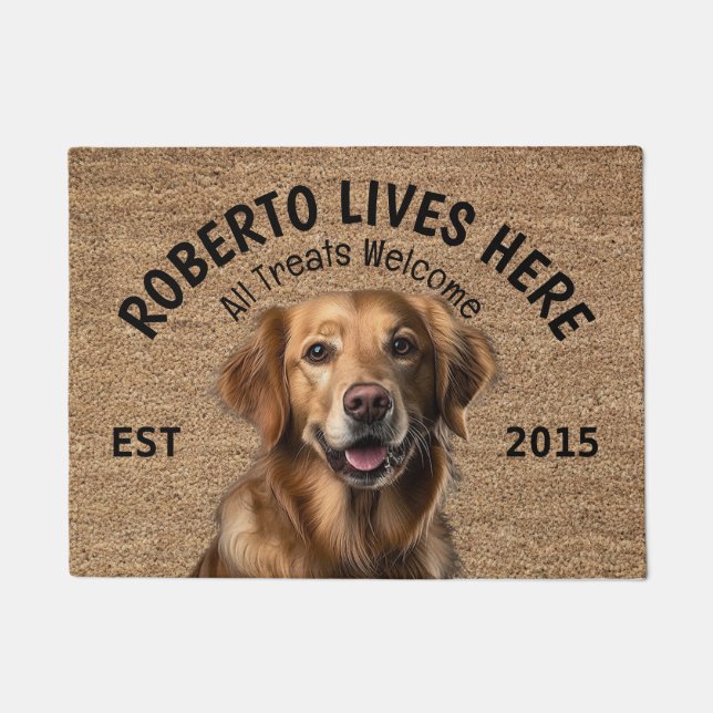 Golden Retriever Gepersonaliseerde Hondenliefhebbe Deurmat (Voorkant)