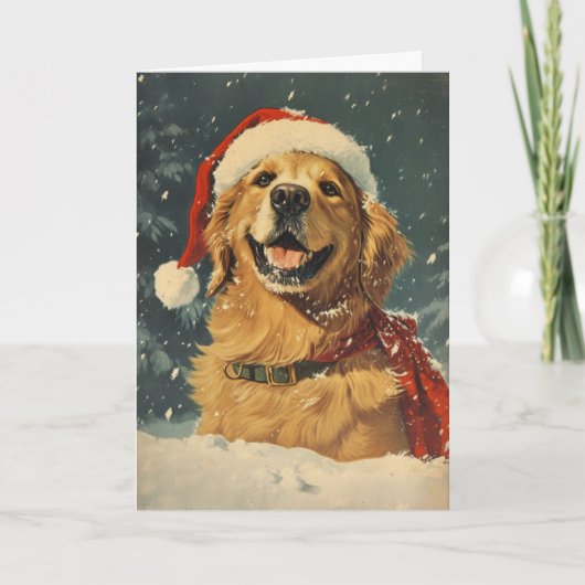 Golden Retriever  gepersonaliseerde kerst Feestdagen Kaart (Voorkant)
