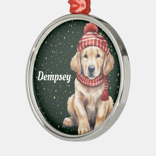 Golden Retriever Gepersonaliseerde Kerst Ornament (Links)