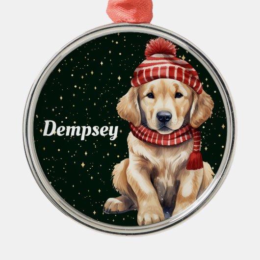 Golden Retriever Gepersonaliseerde Kerst Ornament (Voorkant)