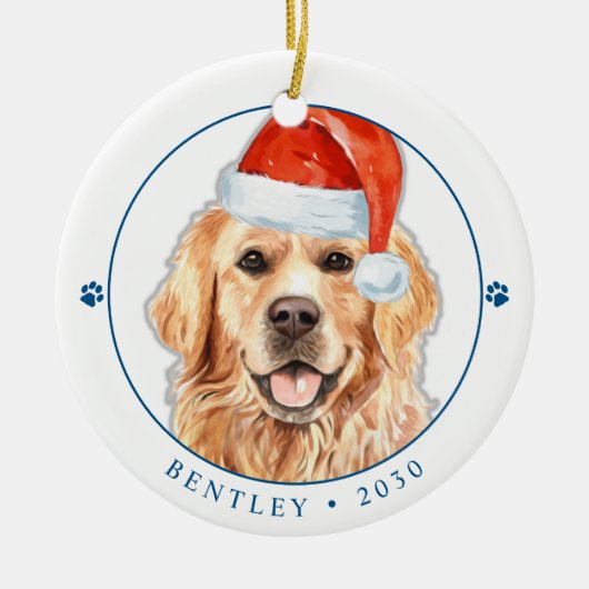 Golden Retriever Gepersonaliseerde Schattige Honde Keramisch Ornament (Voorkant)