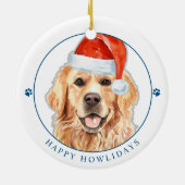 Golden Retriever Gepersonaliseerde Schattige Honde Keramisch Ornament (Achterkant)