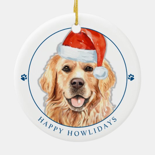 Golden Retriever Gepersonaliseerde Schattige Honde Keramisch Ornament (Achterkant)