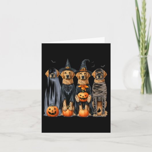 Golden Retriever Ghost Dog Halloween Kaart (Voorkant)