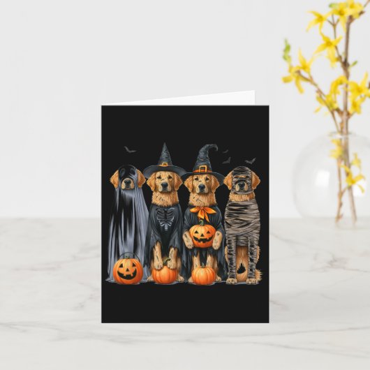 Golden Retriever Ghost Dog Halloween Kaart (Gele Bloem)