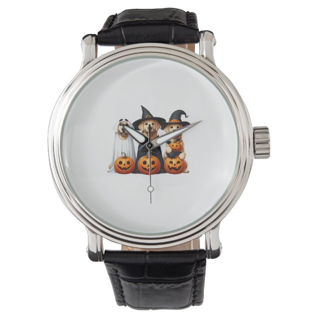 Golden Retriever Ghost Halloween Hondenliefhebbers Horloge (Voorkant)