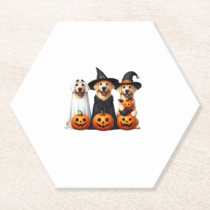 Golden Retriever Ghost Halloween Hondenliefhebbers Kartonnen Onderzetters
