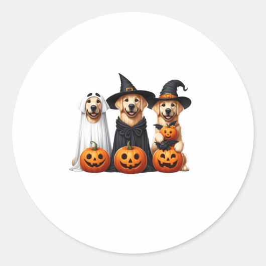 Golden Retriever Ghost Halloween Hondenliefhebbers Ronde Sticker (Voorkant)