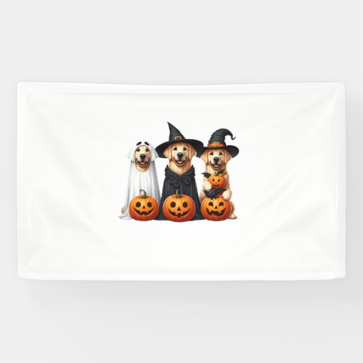Golden Retriever Ghost Halloween Hondenliefhebbers Spandoek (Horizontaal)