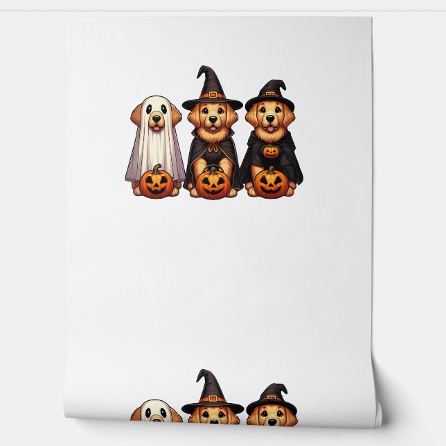 Golden Retriever Ghost Halloween Trick or treat Do Behang (Afrollen)
