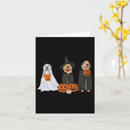 Golden Retriever Ghost Halloween Trick or treat Do Kaart (Gele Bloem)