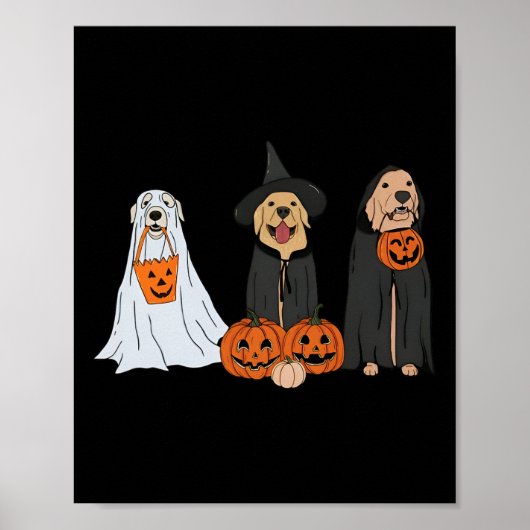Golden Retriever Ghost Halloween Trick or treat Do Poster (Voorkant)