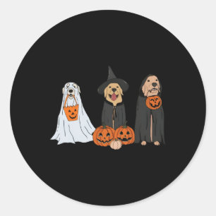 Golden Retriever Ghost Halloween Trick or treat Do Ronde Sticker