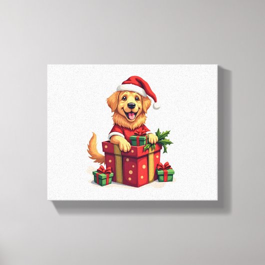 Golden Retriever Gift Wrap Canvas Afdruk (Voorkant)