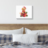 Golden Retriever Gift Wrap Canvas Afdruk (Insitu (Slaapkamer))