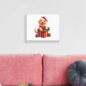 Golden Retriever Gift Wrap Canvas Afdruk (Insitu (Woonkamer))