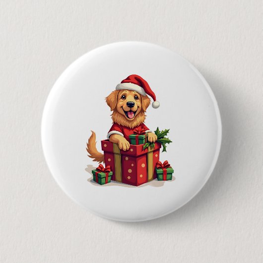 Golden Retriever Gift Wrap Ronde Button 5,7 Cm (Voorkant)