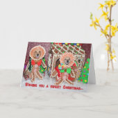 Golden Retriever Gingerbread House Kerstmis Kaart (Gele Bloem)