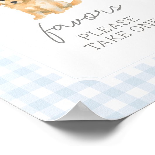 Golden Retriever Gingham Baby shower geeft de voor Poster (Hoek)