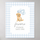 Golden Retriever Gingham Baby shower geeft de voor Poster (Voorkant)