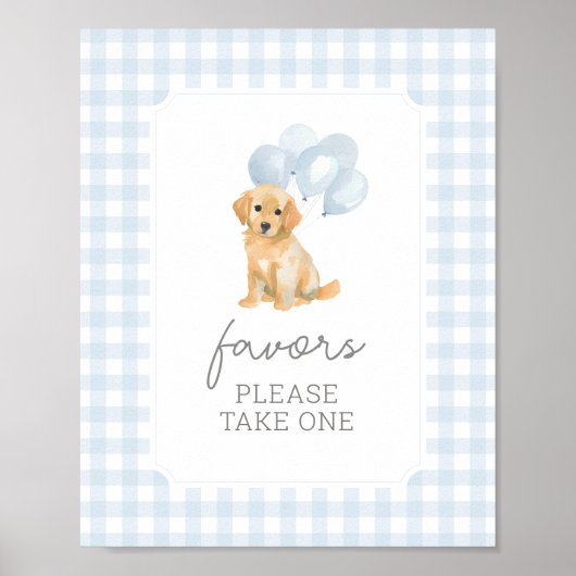Golden Retriever Gingham Baby shower geeft de voor Poster (Voorkant)
