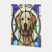 Golden Retriever "Glas in lood" Glas Ornament (Voorkant links)