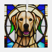Golden Retriever "Glas in lood" Glas Ornament (Achterkant)