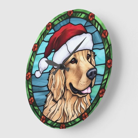 Golden Retriever Glas in lood Kerst Grote Klok (Hoek)