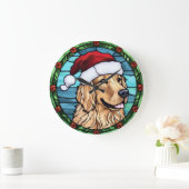 Golden Retriever Glas in lood Kerst Grote Klok (Huis)