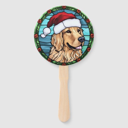 Golden Retriever Glas in lood Kerst Handwaaier (Achterkant)