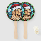 Golden Retriever Glas in lood Kerst Handwaaier (Voorkant en achterkant)