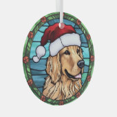Golden Retriever Glas in lood Kerst Ornament (Voorkant Rechts)