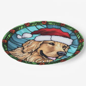 Golden Retriever Glas in lood Kerst Papieren Bordje (Gekanteld)