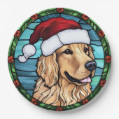 Golden Retriever Glas in lood Kerst Papieren Bordje (Voorkant)