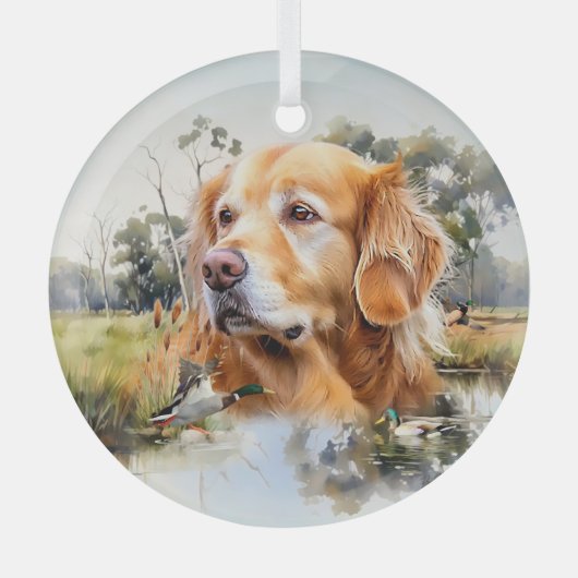 Golden Retriever Glas Ornament (Voorkant)