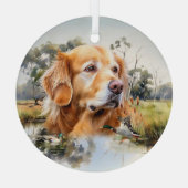 Golden Retriever Glas Ornament (Achterkant)
