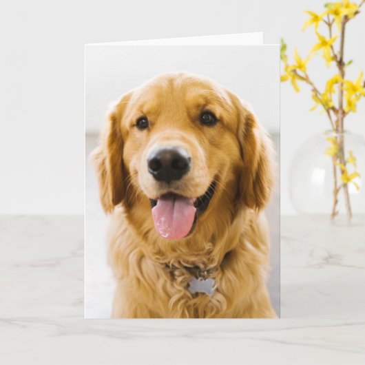 Golden Retriever glimlachen Kaart (Gele Bloem)