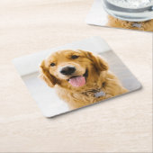 Golden Retriever glimlachen Kartonnen Onderzetters (Schuin)