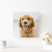 Golden Retriever glimlachen Vierkante Klok (Huis)