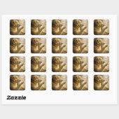 Golden Retriever gluurt door jaloezieën Vierkante Sticker (Vel)