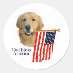 Golden Retriever God zegene Amerika Sticker