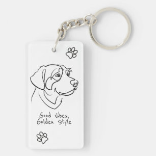 Golden Retriever - Goede Vibes, Gouden Stijl Sleutelhanger