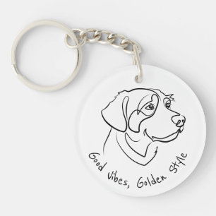 Golden Retriever - Goede Vibes, Gouden Stijl Sleutelhanger