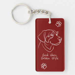 Golden Retriever - Goede Vibes, Gouden Stijl Sleutelhanger