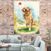 Golden Retriever Golf Watercolor Poster