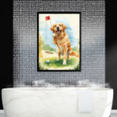 Golden Retriever Golf Watercolor Poster Canvas Afdruk