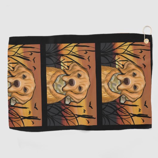 Golden Retriever Golfhanddoek (Horizontaal)