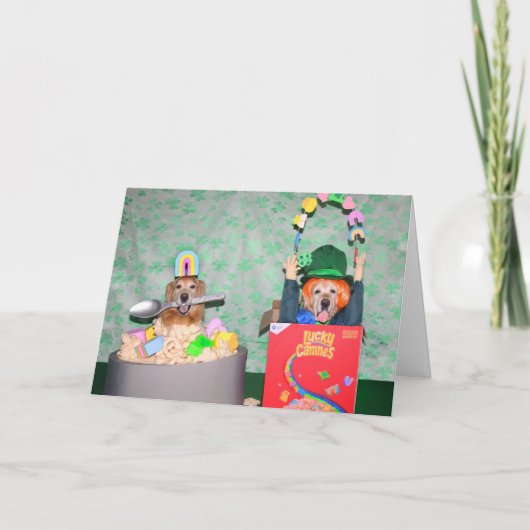 Golden Retriever Good Luck Charm St. Patrick's Day Feestdagen Kaart (Voorkant)