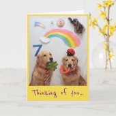 Golden Retriever Good Luck Kaart (Gele Bloem)